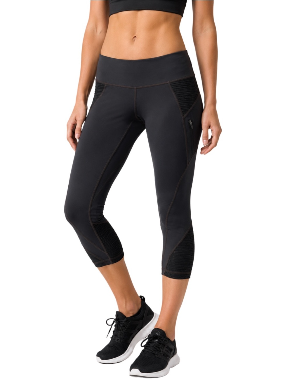 VIMMIA Black Cropped Leggings Mesh Zip Pocket Yoga Athletic Capri Women’s M